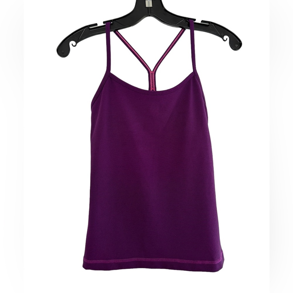 Lululemon Power Y Tank Color: Wee Stripe Tender Violet Black Luon Women's Size 6